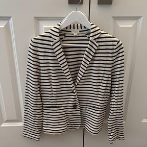 J. Crew Women's Navy and White Striped Blazer